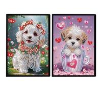 DCIDBEI Diamond Painting Notebook Set of 2 DIY 5D Diamond Painting Notebook A5 Diary Dogs Sketchbook Diary Journal Book Women Writing Pad Gifts Birthday Christmas Notebooks