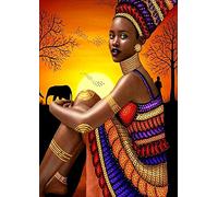 DCIDBEI DIY 5D Diamond Painting Full Drill Kits African Lady Cross Stitch Kits for Adults Painting with Diamonds Crystal Rhinestone Embroidery Pictures Arts Craft for Home Wall Decor 30X40CM