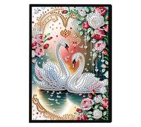 DCIDBEI DIY 5D Notebooks Diamond Painting Journals Diamond Painting Notebook A5 Hardback Notebook Diary Swan Sketchbooks Notepad A5 Diamond Painting Rhinestone Swan Landscape