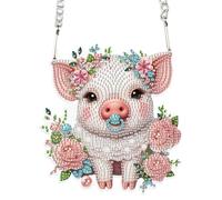 DCIDBEI DIY Diamond Painting Kit - Pig 15x15cm Diamond Painting Pendant with Chain - Adults & Beginners - Home Decor - Modern Style - All Seasons - Non-Foldable