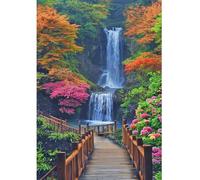 DCIDBEI DIY Diamond Painting Waterfall 40 x 50 cm Diamond Painting Wild Waterfall Diamond Painting Pictures Large Nature Waterfall Diamonds Painting by Numbers Diamond Painting Flowers Landscape