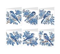DCIDBEI Pack of 6 5D DIY Diamond Painting Cards Diamond Painting Pictures Greeting Card Paint by Numbers Thank You Postcard Greeting Card for Birthday Get Well Card Blue Birds and Flowers