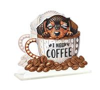 DCIDBEI Paint by Numbers kit for Adults Napkin Holder for Table 15x15cm Dog Coffee Diamond Painting Napkin Holder Standing Paper Napkin Storage for Kitchen Dining Table Decor Arts Crafts for Adults