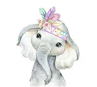 DCIDBEI Round Diamond Painting Picture Art Kids 12x16 in/ 30x40 cm Diamond Bead Art for Kids Beginner Girls Painting by Numbers Animals Elephant Diamond Painting Mosaic Embroidery Cross Stitch