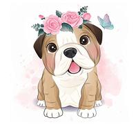 DCIDBEI Round Diamond Painting Pictures Children Beginners 12x12 in/ 30x30 cm DIY 5D Diamond Painting Full Painting by Numbers Diamond Painting Sticker Animals Anime Dog Pug Gift Adults Craft Buddy
