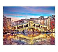DCIDBEI Square Diamond Painting Italy Landscape 50 x 40 cm Square Stones Bridge Rialto Bridge Adult Landscape Pictures Mosaic