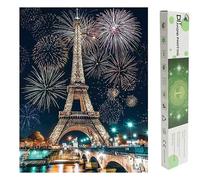 DCIDBEI Square Drill 16x20 in/ 40x50 cm Diamond Painting Large 5D Diamond Picture Art Full Drill Cross Stitch Embroidery Kit Adult Mosaic Landscape Cross Stitch Kits Eiffel Tower Paris Fireworks