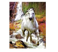 DCIDBI Horse Diamond Art 40x50cm Square Diamond Painting Horse Diamond Painting Waterfall Painting by Numbers Running Horses Canvas Embroidery Cross Stitch Landscape Diamond Art Waterfall Scenery
