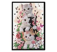 DCIEBEI Notebook DIY 5D Diamond Painting Notebook A5 Diamond Painting Notepads Cross Stitch School Stationery Notes Book Diary A5 Sketchbook Journal Book Notebook Cats Cross Stitch Journal