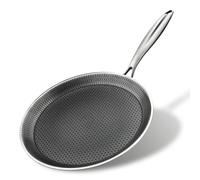 DCIGNA Nonstick Crepe Pan, 11Inch Stainless Steel Crepe Pan, Honeycomb Coating Flat Skillet Tawa Dosa Tortilla Omelet Griddle Pan, PFOA Free, Induction Compatible