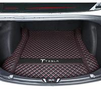 Dciustfhe Car Boot Mats Liner, for Tesla Model 3 2019 2020 2021 2022 Full Encirclement Leather Trunk Mat Interior Waterproof Anti-Slip Decorate Accessories,Single-Black-red