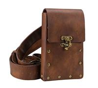 Dciustfhe Medieval Adult Male Leather Vintage Pocket Belt Clothing Bag Brown