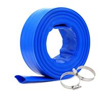 Dcizlont Lay Flat Discharge Water Hose 32mm, 20 Meters, with 2 Clips, for Submersible Water Pump, Draining Pond, Hot Tub, Swimming Pool, Blue