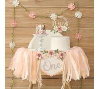 DCJHFJ Wildflower 1st High Chair Banner Birthday Party Decorations for Girl Light Pink Party Decorations