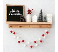 DCJHFJ Wool Felt Pom Pom Ball Red and White Garland for Christmas Home Mantle Fireplace Indoor Holiday Party Decoration