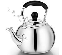 Dclobtop Whistling Tea Kettle Stovetop - 2.3 Quart Round Tea Kettle Stovetop, Silver Mirror Polished Classic Stovetop Kettle, Food Grade Material Kettle Teapot for Stove Top,Tea Pot