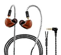 DCMEKA in Ear Monitor Headphones, HiFi Stereo IEM Earphones, Dynamic Dual Driver Wired Earbuds with Detachable Cable, Noise Canceling Headset for Singers Musicians Drummers Audiophile (Wood Grain)