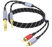DCNETWORK 3.5mm to RCA, 1/4 TRS to Dual RCA Cable, 2-in-1 Audio Cable, Gold-Plated HiFi Sound Headphone Jack Auxiliary Cord 1/8 6.35mm Adapter Stereo Y Splitter for Phone Speaker MP3 Tablet HDTV 15FT