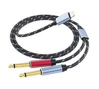 DCNETWORK Lightning to Dual 6.35 mm TS Audio Y Cable, Stereo Splitter for iPhone 12/11/X/XS/XR/8/7/iPad, 2 x 1/4 Inch Audio Cable to Speaker, Amplifier, Headphones, Mixing Console - 4.5 m