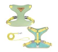 DCNIYT Cat Harness Leash Set Adjustable Puppy Harness Vest Escape Proof Kitten Chest Strap Chihuahua Pug Outdoor Walking Lead Leash(Green,M 7-10 kg)