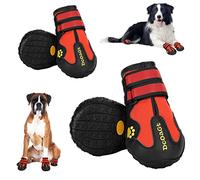DcOaGt Dog Shoes for Large Dogs 4PCS Anti-Slip Dog Boots & Paw Protectors for Hot Pavement Winter Snow Hiking Walking, Waterproof Breathable and Reflective Dog Booties for Large Size Dogs