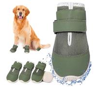 DcOaGt Dog Shoes for Small Medium Large Puppy,Mesh Anti-Slip Dog Boots & Paw Protectors for Winter Snow Hot Pavement, Breathable Dog Booties for Hiking Walking Outdoor,Military Green 4PCS(Size 4)