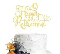Dcokska Happy Retirement Cake Topper - Glitter Gold Retirement Party Cake Decorations, Premium Cake Topper for Retirement Celebration Supplies (gold)