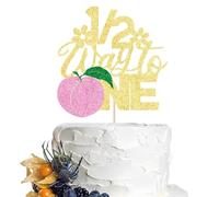 Dcokska honey peach 1/2 Way to One Cake Topper,gold Glitter Berry Sweet Way to one Cake Pick Happy 6 Months Birthday Cake Decoration for peach Theme Baby Shower Birthday Party Supplies