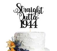 Dcokska Straight Outta 1944 Cake Topper，Funny 80th Birthday, Happy 80th Birthday,80th Wedding Anniversary Party Cake Topper Decorations (1944)