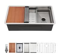 Dcolora 32 Inch Undermount Kitchen Sink Workstation Luxury Under Counter Large Sink Stainless Steel Single Bowl Sink For Kitchen Under Mount With Inner Basin, DC-UW0103