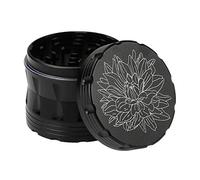 DCOU Premium Aluminium Spice Grinder with Pollen Catcher and Laser-Etched Floral Pattern, 63mm, Set of 4