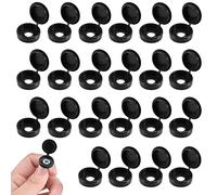 DCQQ 200 Pieces Plastic Fold Screw Snap Covers,Hinged Screw Cover Caps,Screw Decorative Covers (Black)