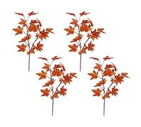 DCQRY 4Pcs Artificial Maple Leaves Branches 15.4inch Autumn Fall Maple Leaf Stem Shrubs, Maple Stems Floral Picks for Thanksgiving Kitchen Home Festival Table Decor