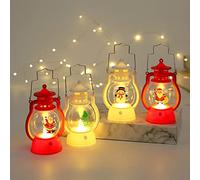DCQRY 4Pcs LED Christmas Night Lights Christmas Hand-held Lamp with Batteries Mini Vintage Tabletop Christmas Lanterns for Xmas Tree Table Patio Garden Party Home Decor