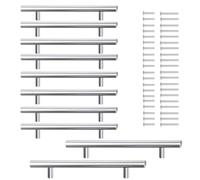 DCRAJIEAQI 10 Piece Satin Silver Kitchen Cupboard Handles - 96mm & 128mm Centre-to-Centre Door Handles for Cabinets and Drawers
