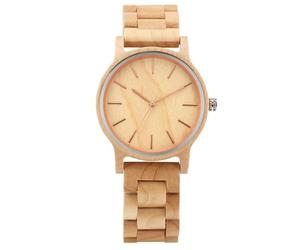 DCRYRPQES Ebony Full Wood Quartz Men's Wristwatch Vintage Wooden Bangle Male Watches Folding Clasp(Maple Wood 1PC)