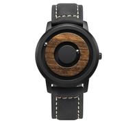 DCRYRPQES Magnetic Ball Men's Personalized Creative Watch Bezel-Less Design Quartz Watch(Black Leather)