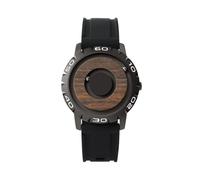DCRYRPQES Magnetic Ball Men's Personalized Creative Watch Bezel-Less Design Quartz Watch(Black Rubber)