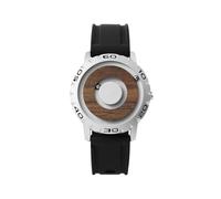 DCRYRPQES Magnetic Ball Men's Personalized Creative Watch Bezel-Less Design Quartz Watch(Silver Rubber)