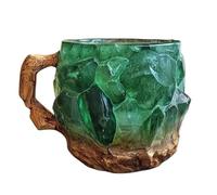 DCRYRPQES Mineral Crystal Coffee Cups, Mineral Crystal Coffee Mug Filled with Magical Energies, for Milk Tea, Hot Chocolate(Emerald)