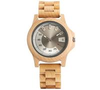 DCRYRPQES Stylish Full Wooden Men's Quartz Wristwatch Unique Round Dial Folding Clasp Walnut/Maple/Ebony Wood Male Watches(Maple Wood)