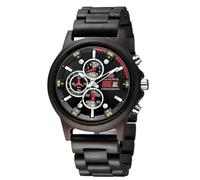 DCRYRPQES Wooden Watch Men Multi-Function Sports Wood Wristwatches Date Display Casual Men's Luxury Chronograph(Black)
