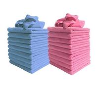 DCS 20 Large Microfibre Cloth 40x40cm - Super Soft Microfibre Cleaning Cloths for Kitchen, Bathrooms, Mirrors, Motorbike, Car Cleaning - Streak Free Washable Cloths to Clean Surfaces -10Blue & 10Pink