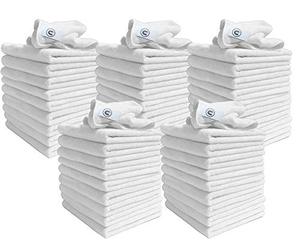 DCS Microfibre Cleaning Cloth, White, Pack of 50, Large Size: 40x40cm. Super Soft Premium Streak Free Washable Cloth Duster for Kitchen, Bathrooms, Surfaces, Mirrors, Car, Motorbike
