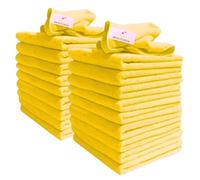 DCS Microfibre Cleaning Cloth, Yellow, Pack of 20, Large Size: 40x40cm. Super Soft Premium Streak Free Washable Cloth Duster for Kitchen, Bathrooms, Surfaces, Mirrors, Car, Motorbike