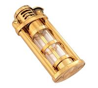 DCSCRFE Vintage Retro Classic Mechanical Lighter Windproof Refillable Kerosene Metal Lighter with Transparent Fuel Tank for Men (Black)
