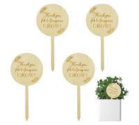 Dcsfadq Pack of 4 Wooden Flower Stakes for Plants, Danke Dass Du Mir Beim Wachsen Gehelfen Hast, Wooden Sign for Leaving Gift Thank You Gift