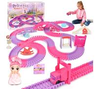Dcsioike Race track Toys for 3 4 5 Year Old Girls, Princess toys with Electric Cars & Princess doll, Car Track Construction Toy Birthday for 3-9 Year Old Girl Kids Gifts (248pc)