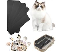 DCSUCC Cat Nail File Scratching Strips - 6 Pcs Cat Scratcher Liner for Litter Box, 3 Pairs Peel Stick Cat Strips in Different Sizes - Recommended for Litter Box Use (Black)