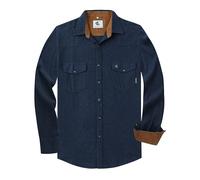 Dctop Flannel Shirt Men's Long Sleeve Lumberjack Shirt Checked Snap Button Cotton with Pocket Regular Fit Casual Shirt Shirt, #16 Navy, XL